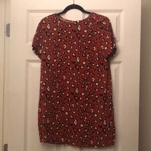 Orange and cheetah print shirt dress